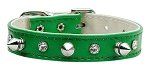 "Just the Basics" Crystal and Spike Collars (Color: Green, Size: 10)