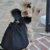 Wool Fur-Trimmed Dog Harness Coat - Black