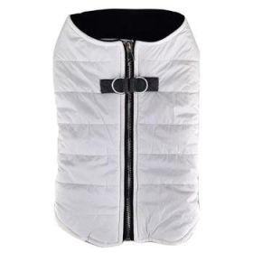 Zip-up Dog Puffer Vest - White (Size: Small)